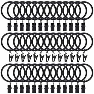 TLILY 40Pcs Rustproof Drapery Matte Stainless Steel Metal Curtain Rings with Clips,Drapery Rings(1.5Inch Interior Diameter)