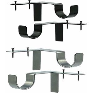 LINGHHANG 4PCS Curtain Rod Brackets No Drilling, Adjustable Curtain Rod Wall Bracket Curtain Rod Holders Accessories Silver Black Metal Home Bedroom Office