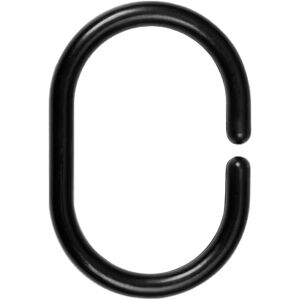 Alwaysh - 24 Black Plastic Shower Curtain Rings, C-Shaped Shower Curtain Rings, Bathroom Curtains, Window (4 5.6 cm)