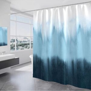 Blue Gradient Polyester Shower Curtain with 12 Bathroom Hooks 180 x 180cm Anti-Mildew Shower Curtain Weight Shower Curtain - Alwaysh