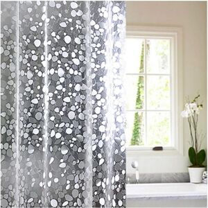 Eva Anti-Mildew Waterproof Pebble Shower Curtain with 12 Anti-Rust Hooks, Semi-Transparent Bathroom Curtain for Bathtub, Shower 180 x 180 cm - Alwaysh