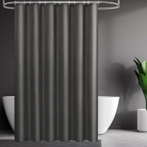 Quick Dry Fabric Shower Curtain - Waterproof - Mildew Proof and Washable - 180 x 200 cm - with 12 Rings -- Dark Gray - Alwaysh
