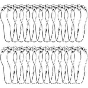 AlwaysH 24 Pack Shower Curtain Hooks Rustproof Polished Chrome Stainless Steel for Bathroom, Shower Curtain Rings Sliding Metal Hook