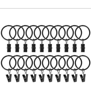 ALWAYSH 30 Pieces Curtain Rings with Clip, Rustproof Stainless Steel Curtain Rings, Metal Curtain Hooks, Curtain Rod Ring for Shower Curtains and Window