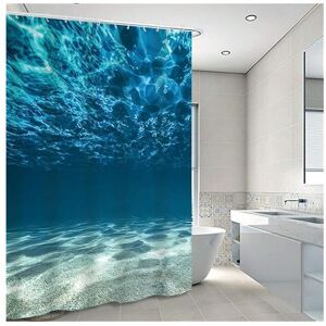 Blue Mildew Resistant Shower Curtain, Fabric Shower Curtain with Hooks, Bathroom Shower Curtain - Alwaysh