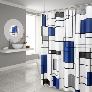 ALWAYSH Blue Shower Curtain Modern Geometric Shower Curtain Medieval Navy Blue Bathroom Shower Curtain Set Gray White Waffle Braided Indigo Shower Curtain