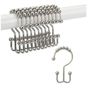 Alwaysh - Shower Curtain Hook Rings, Rust Resistant Stainless Steel Double Glide Shower Hooks for Bathroom Shower Rods Curtains, Set of 12 Hooks