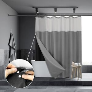 ALWAYSH Shower Curtain with Clip Liner, Polyester Shower Curtains for Bathroom, Waterproof Shower Curtain with 12 Hooks, Machine Washable, Thick Fabric and