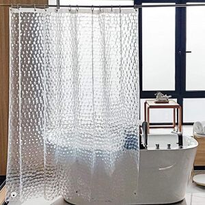 Linghhang - Anti-Mold Shower Curtain 180 x 200 cm, 3D Semi Transparent eva Washable Shower Curtains with 12 Hooks, Waterproof Antibacterial Drying
