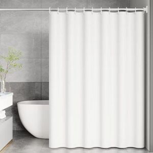 CYSLMUK Anti-Mold Shower Curtain, 180 x 200cm White, with 12 Hooks, No Drilling, Waterproof peva Fabric Machine Washable