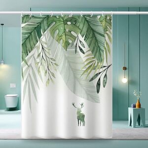 Linghhang - Anti-Mold Shower Curtain 180x200 cm, Machine Washable Fabric Shower Curtain with 12 Rustproof Hooks, Polyester Flamingo Shower Curtain