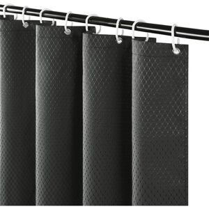 Linghhang - Anti-Mold Shower Curtain Waterproof and Washable Thick p Polyester Dark Grey Waffle for Bathtub with 6 Hooks 80x180cm