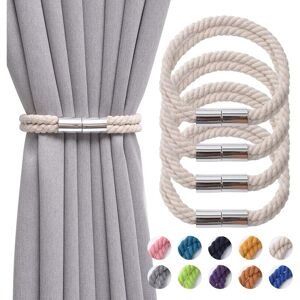 CSPARKV Beige 4 Pack Strong Magnetic Curtain Tiebacks Natural Cotton Handmade Curtain Holdbacks for Thin or Thick Curtains Home and Office