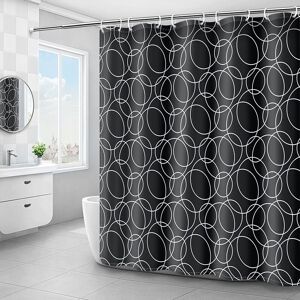 Linghhang - Black, 180 x 180 cm) Shower Curtain, Washable, Waterproof Fabric Shower Curtains, Machine Washable, Polyester with 12 Rings
