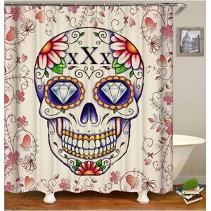 Shower Curtain 90x180CM 3D Printed Anti-Mold Waterproof Flower Skull Skull for Bathtub and Bathroom - Ccykxa