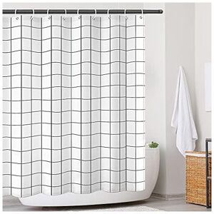 Shower Curtain Quick Dry Waterproof Weighted Hem Washable Shower Curtains Polyester Bathroom Curtain with 12 Hooks 180 x 200 cm - Csparkv
