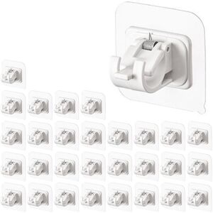 TLILY Curtain Rods No Drill Curtain Rod Brackets Hooks Nail Free Adjustable Stick on Curtain Rod Transparent Hook Holder-30PCS