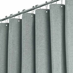 DEWDAT Extra Long Shower Curtain 180 x 240cm, Large Linen Textured Fabric Shower Curtain with 12 Plastic Hooks, Large Classic Polyester Fabric Shower