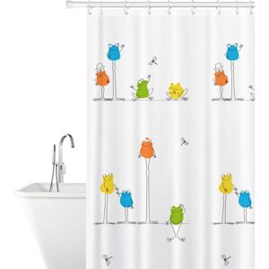 LINGHHANG Funny Frogs Waterproof Polyester Shower Curtain with 12 Rings, Anti-Mold, Machine Washable, 180 x 180 cm