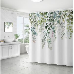 CSPARKV Green Leaves Shower Curtain, Eucalyptus Shower Curtain Bathroom Curtain Anti Mold Waterproof Polyester Fabric Washable Opaque Shower Curtains with