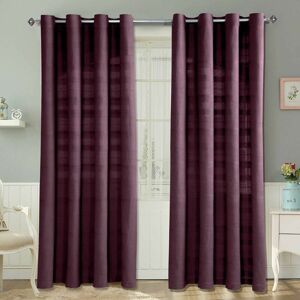 Homescapes - homecapes Cotton Rajput Ribbed Purple Curtain Pair, 54 x 54' Drop