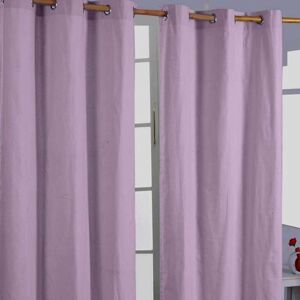 Homescapes - homecapes Cotton Plain Mauve Ready Made Eyelet Curtain Pair, 137 x 182 cm