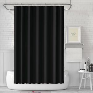 Cyslmuk - 180 x 180 cm Mildew Proof Shower Curtain Waterproof Washable Fabric Shower Curtain with 12 Shower Curtain Rings Black