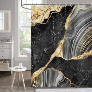 CSPARKV Marble Shower Curtain 180x180, Black and Gold Glitter Shower Curtain Abstract Tear Ink Texture Modern Luxury Art Bath Curtain Waterproof Polyester