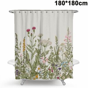 Mildew Proof, Anti-Bacteria Shower Curtains, Washable Bath Curtain Polyester Fabric With 12 Shower Curtain Rings 180cm 180cm - Alwaysh