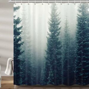 BRIDAY Misty Forest Decor Shower Curtain, Rustic Pine Forest, Mountain Landscape, Upgrade, Polyester Fabric Bath Curtains, Bathroom Accessories, with Hooks