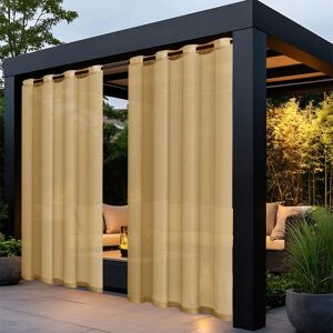 CYSLMUK Outdoor Sheer Curtains for Patio Waterproof - 2 Panels Grommet Top Curtains for Living Room Bedroom Porch Pergola Cabana 52' x 84', Orange