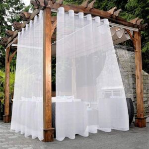 CYSLMUK Outdoor Sheer Curtains for Patio, Waterproof - 2 Panels Grommet Top Curtains for Living Room, Bedroom, Porch, Pergola, Cabana, 52 x 108 Inch, White