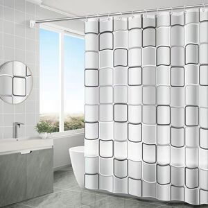 CYSLMUK Quick Dry Shower Curtain, Machine Washable Waterproof Polyester Fabric, Semi-Transparent Bathroom Curtains with 12 Hooks 180 x 200cm White