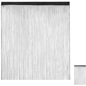 Relaxdays - Set of 4 Black String Curtains, Can be Shortened, With Eyelet Top for Windows & Doors, 145 x 245 cm, Black