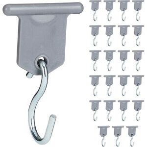 Relaxdays - Awning Hooks, Set of 24, for Curtain & Blind Rails, for Caravans, Motorhomes, Camping Accessories, Grey/Silver