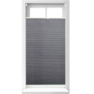 Set of 4 Relaxdays Pleated Blinds, No-Drilling, Adhesive Klemmfix, Folding Roller, Transparent, Shades, Grey, 60x130cm