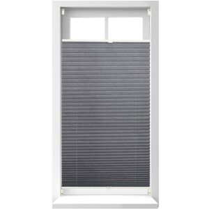 Relaxdays - Set of 4 Pleated Blinds, No-Drilling, Adhesive Klemmfix, Folding Roller, Transparent, Shades, Grey, 90x210cm