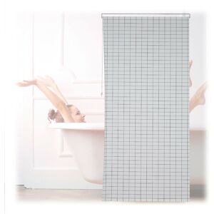 Relaxdays - Shower Roller Blind, Semi-Transparent Bathroom Curtain, Bathtub, Ceiling-Mount, Water-Repellent, White/Black