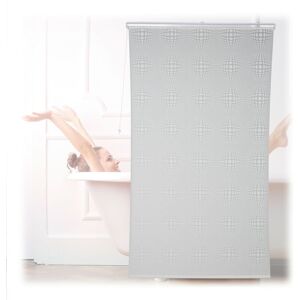 Relaxdays - Shower Roller Blind, Semi-Transparent Pattern, Bath Curtain, Ceiling-Mount, Water-Repellent, 140x240cm, White