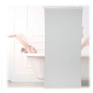 Relaxdays - Shower Roller Blind, Semi-Transparent Pattern, Bath Curtain, Ceiling-Mount, Water-Repellent, 120x240cm, White