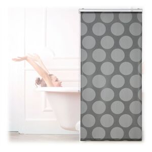 Relaxdays - Shower Roller Blind, Geometric Pattern, Flexible Mounting, Dotted Curtain for Bath and Window, 80x240cm, Grey
