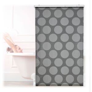 Relaxdays - Shower Roller Blind, Geometric Pattern, Flexible Mounting, Dotted Curtain for Bath and Window, 100x240cm, Grey
