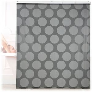 Relaxdays Shower Roller Blind, Geometric Pattern, Flexible Mounting, Dotted Curtain for Bath and Window, 140x240cm, Grey