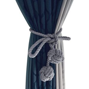 TONCHEAN Set of 2pcs Curtain Tiebacks with Two Balls Handmade Braided Rope Curtain Holdback Hemp Curtain Buckle Rustic Style, Chic Decorative Curtain