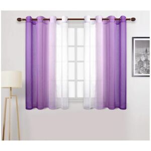 Hoopzi - Sheer Curtain Set of 2 Gradient Eyelet Curtains Indoor Sheer Curtains Polyester Window Color Changed Sheer Voile Decor for Living Room