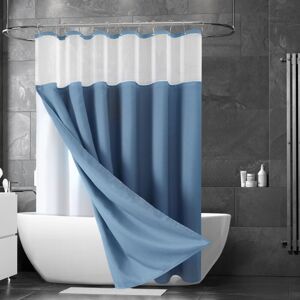 Linghhang - Shower curtain 180 x 180 cm blue shower curtain 2 layers waterproof printed polyester shower curtain