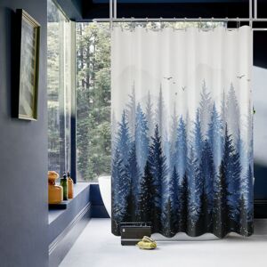 Linghhang - Shower curtain 180 x 180 cm blue shower curtain waterproof polyester printed shower curtain