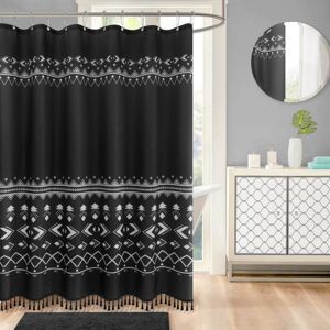 LINGHHANG Shower curtain 180 x 180 cm Black bohemian shower curtain Waterproof printed polyester shower curtain
