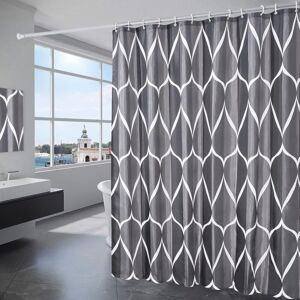 Linghhang - Shower Curtain 180x200CM Waterproof Polyester Fabric Machine Washable Bathroom Curtain with 12 Hooks Black