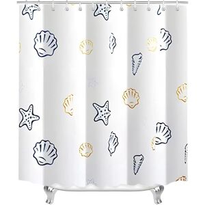 Linghhang - Shower Curtain 80 x 180 cm - Sea World Pattern - Weighted Hem - Anti-Mold - Waterproof - Washable - Polyester - With Eyelets and 8 Shower